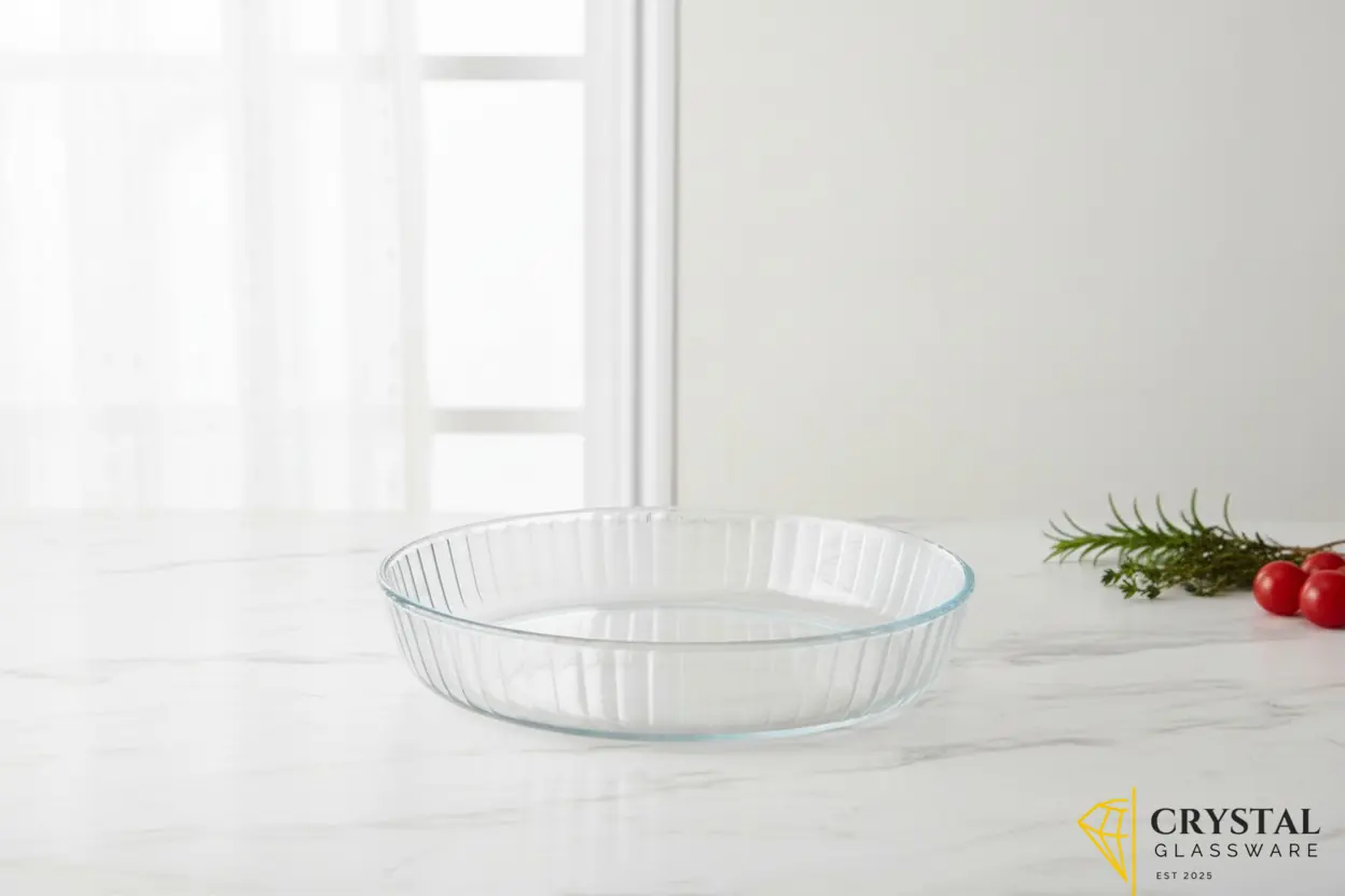 Delisoga round dish features a ribbed design